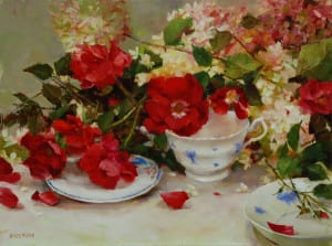 "Red Roses And Wedgewood" by Kathy Anderson OPA
