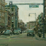 "Cityscape In Green" - 8x8 - Diane Massey Dunbar OPA