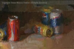 Five Pop Cans – 12″x 18″ – Oil