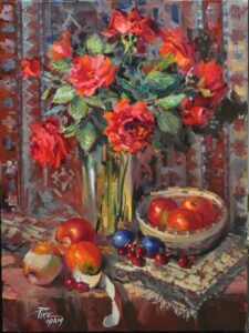 "Bright Red Apples" by Joyce Pike OPAM 18"x24"