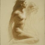 Juliette Aristides – Talia – 24″x 18″ – Charcoal and sepia on toned paper