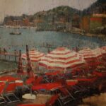 Red Striped Umbrellas, Santa Margherita Ligure