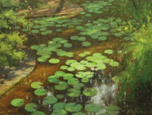 Bill Farnsworth "Lily pads" Oil on Canvas 14 x 18