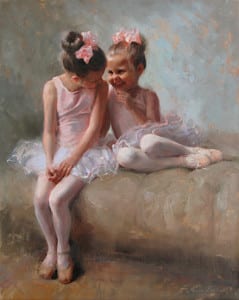 Two ballerina girls Telling secrets