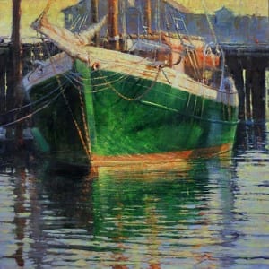 In A Beautiful Pea Green Boat by Elizabeth Pollie 24 x 24 Oil