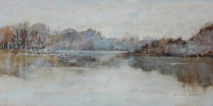 “Soft Waters” by Kathie Odom Oil on Linen, 10” x 20”