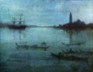 “Nocturne in Blue and Silver, The Lagoon, Venice”, by James Abbott McNeill Whistler, 1880