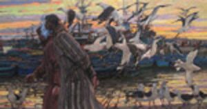 Daud Akhriev "Harbor Conversation" 12" x 23" Silver Medal, Associate/Signature member division