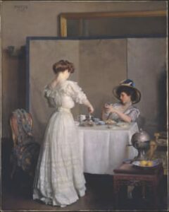 William McGregor Paxton, Tea Leaves, Oil on Canvas, 1909, Metropolitan Museum of Art