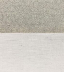 Extreme close-up comparison of Claessens 13 DP linen (top) with gessoed silk panel (bottom).