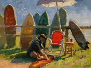 "One Man Surf Show" - 12" x 16" - Oil (Honorable Mention, Plein Air Southwest Salon - 2016)