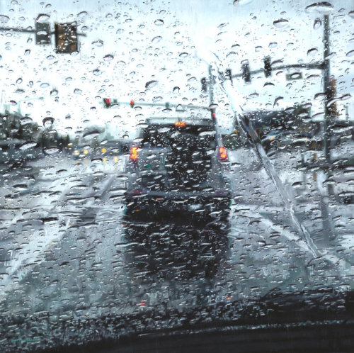 Rain on Windshield: Red Light by Dianne L Massey Dunbar OPA